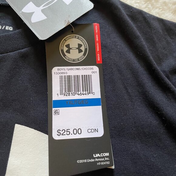 Boys’ Under Armour black logo t-shirt YXL, new with tags. - Picture 3 of 4